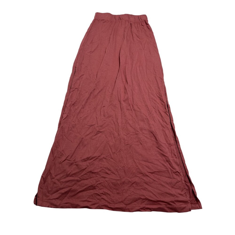 Les Tien Lux Jersey Side Slit Maxi Skirt in Red